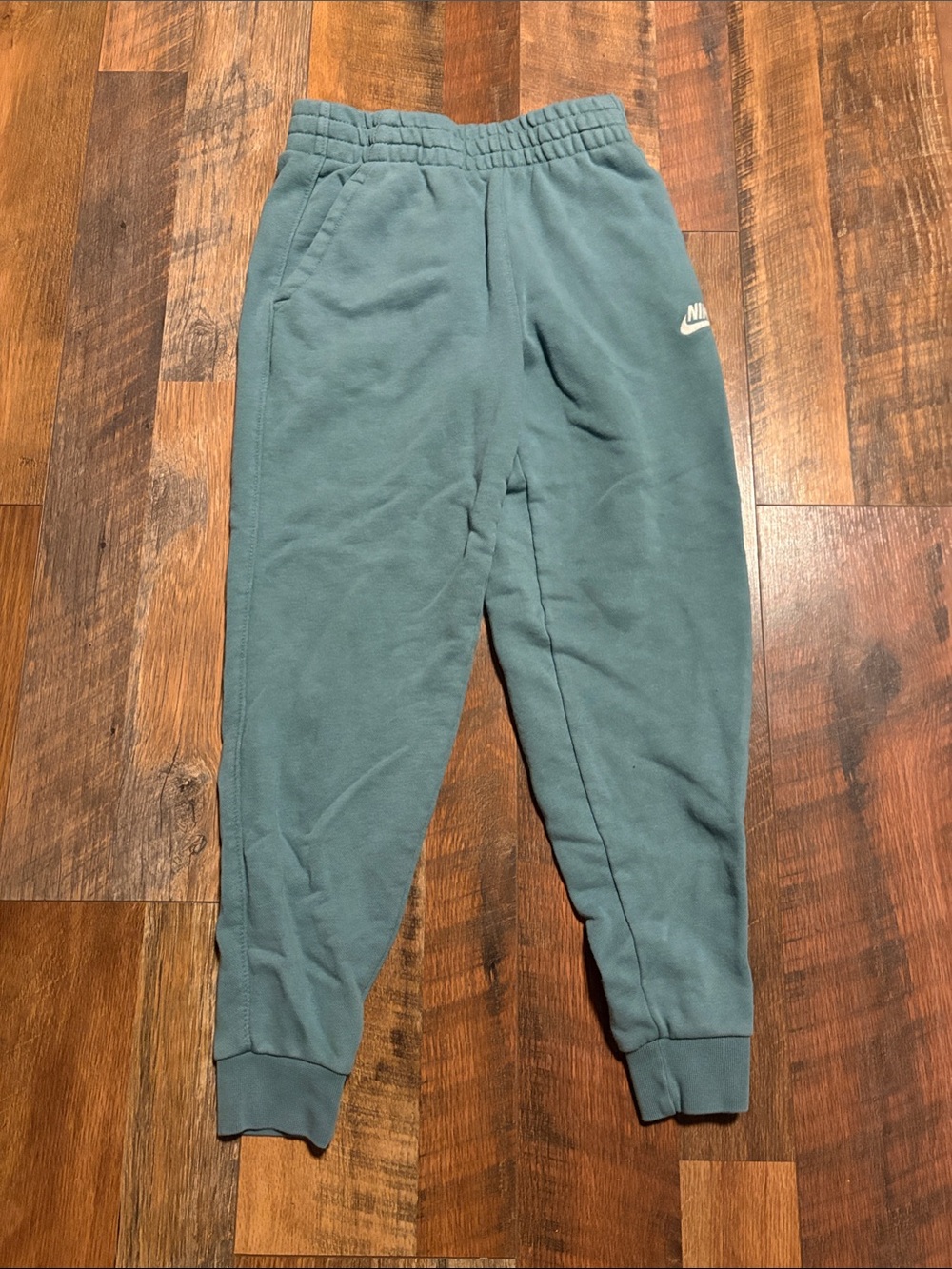 Nike Kids Teal-Green Sweatpants with White Swoosh